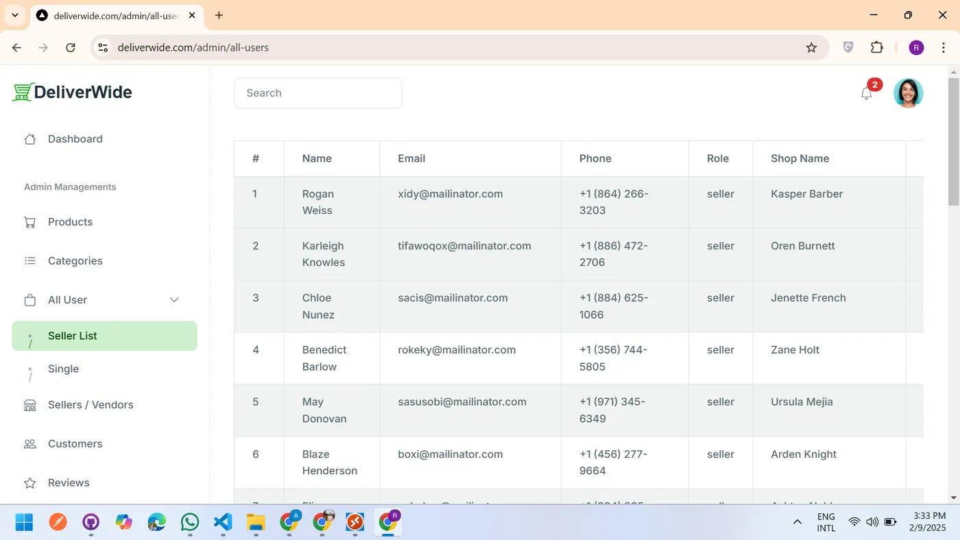 Deliverwide.com screen 2